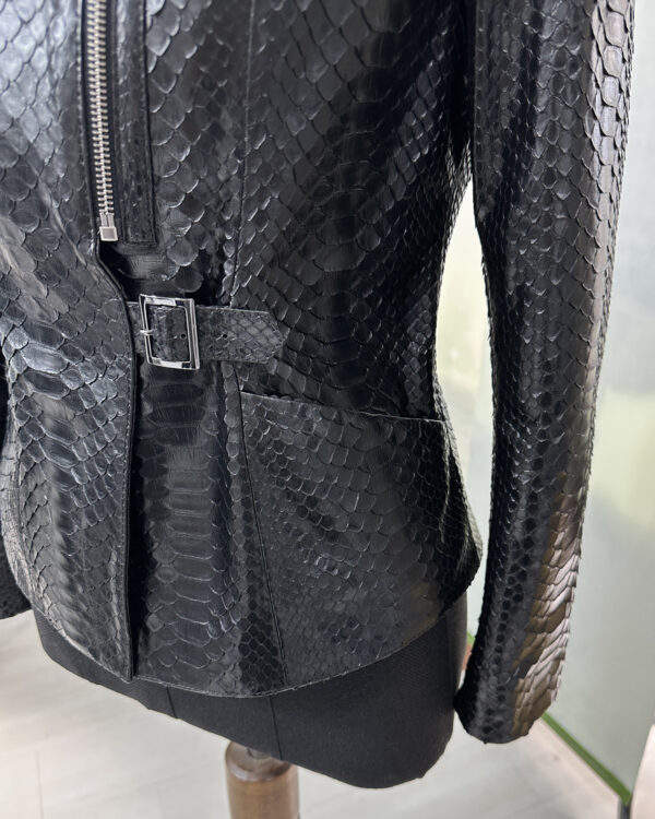 Genuine Python Leather Black Snake Skin Motorcycle Biker Jacket