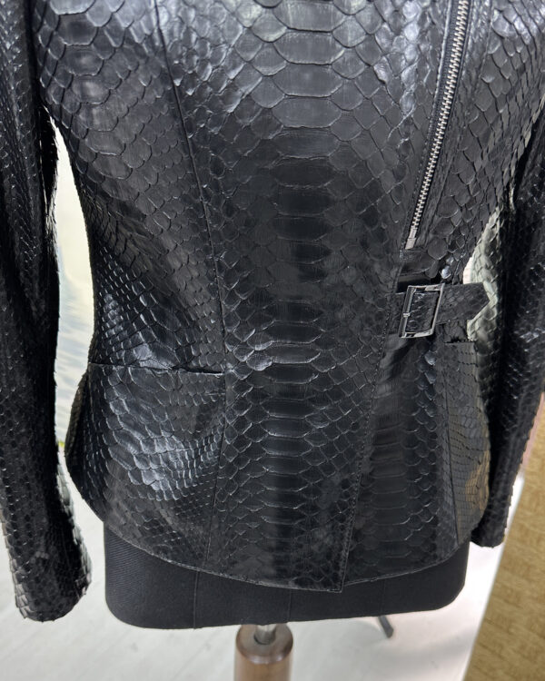 Genuine Python Leather Black Snake Skin Motorcycle Biker Jacket