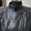 Genuine Python Leather Black Snake Skin Motorcycle Biker Jacket