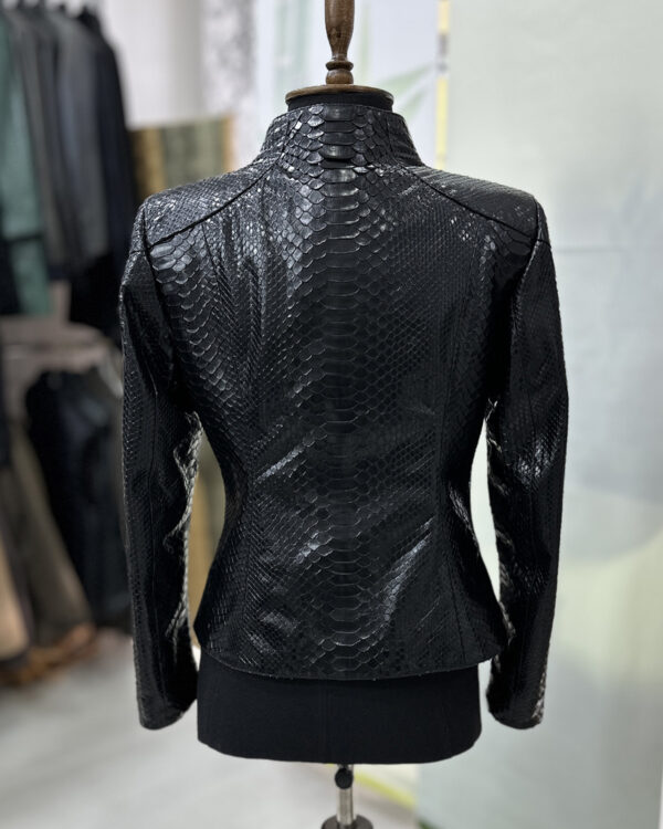 Genuine Python Leather Black Snake Skin Motorcycle Biker Jacket