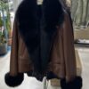 Genuine Fox Fur Trim Real Shearling Biker Jacket