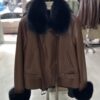 Genuine Fox Fur Trim Real Shearling Biker Jacket