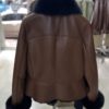 Genuine Fox Fur Trim Real Shearling Biker Jacket