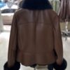 Genuine Fox Fur Trim Real Shearling Biker Jacket