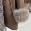 Genuine Crystal Fox Fur Trim Real Shearling Brown Women's Long Fur Coat
