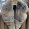 Genuine Crystal Fox Fur Trim Real Shearling Brown Women's Long Fur Coat