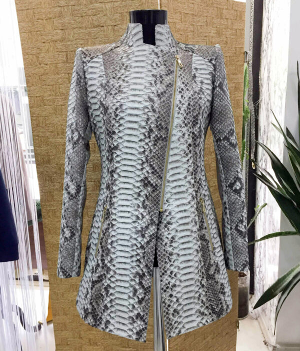 Genuine Python Leather Natural White Snake Skin Exotic Coat