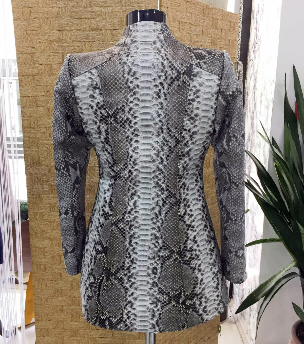 Genuine Python Leather Natural White Snake Skin Exotic Coat