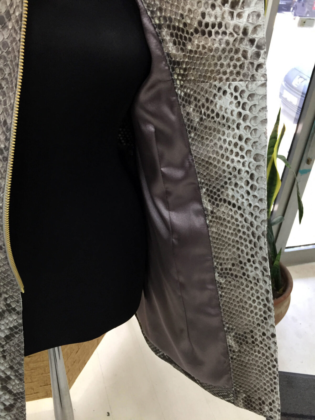 Genuine Python Leather Natural White Snake Skin Exotic Coat