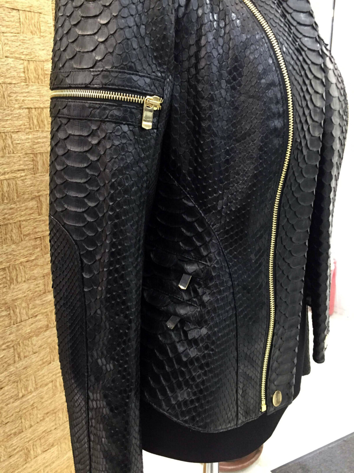 Women's Genuine Python Leather Black Snake Skin Exotic Jacket