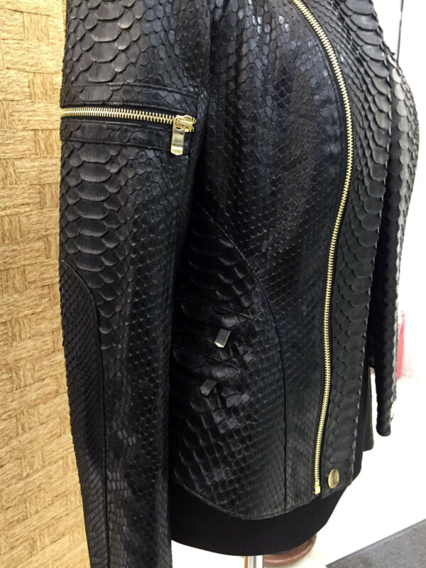 Women's Genuine Python Leather Black Snake Skin Exotic Jacket