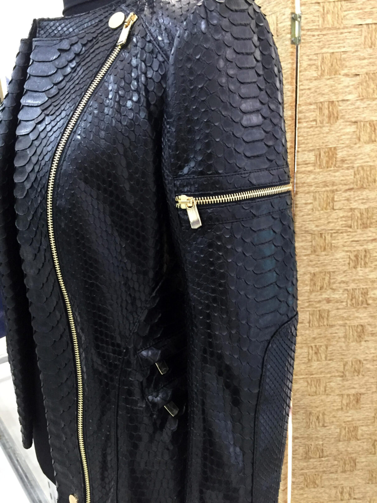 Women's Genuine Python Leather Black Snake Skin Exotic Jacket