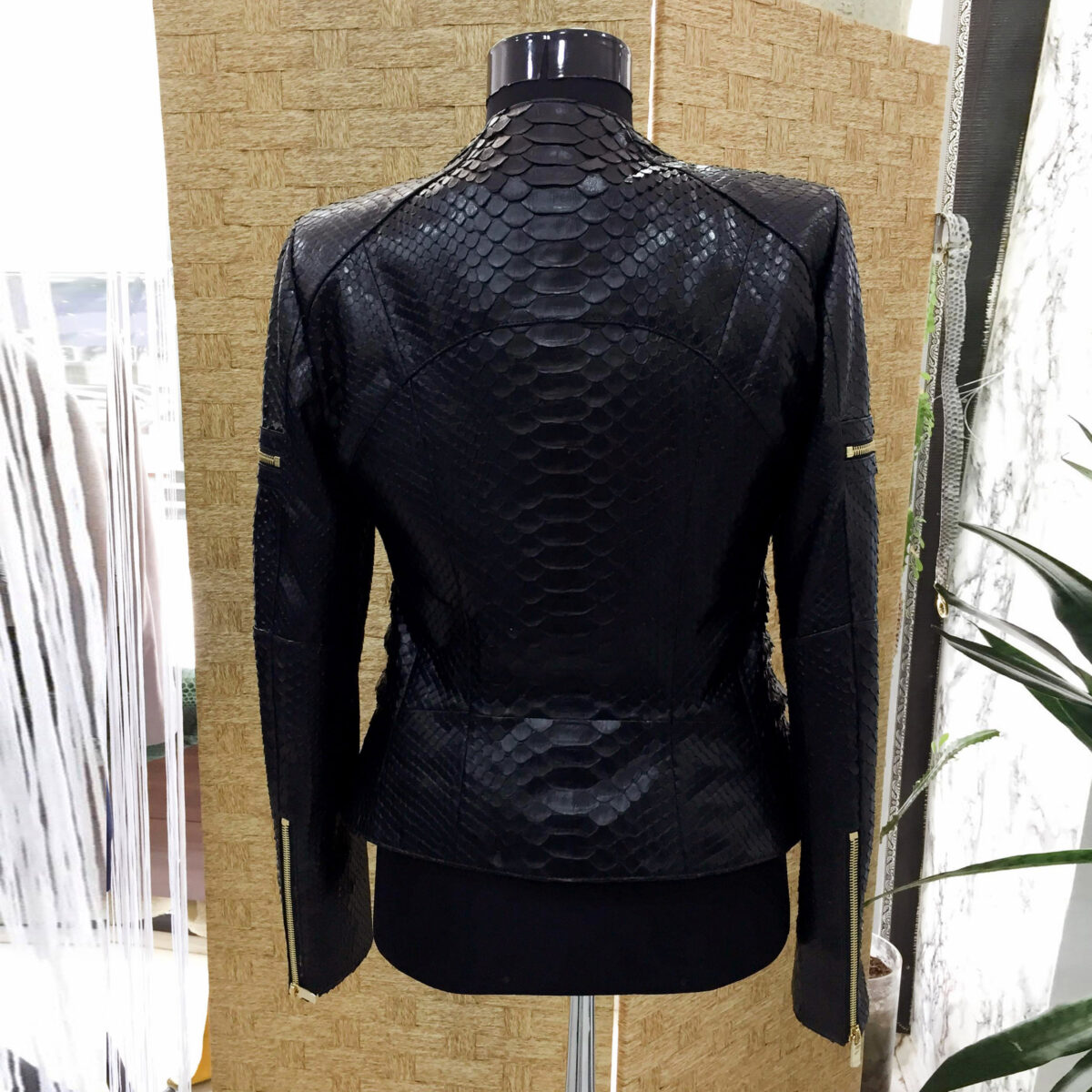 Women's Genuine Python Leather Black Snake Skin Exotic Jacket