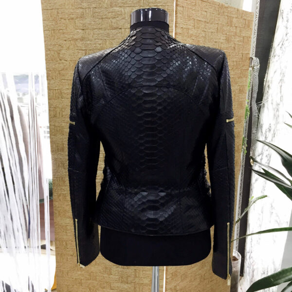 Women's Genuine Python Leather Black Snake Skin Exotic Jacket