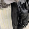Fox Fur Trim Real Python Leather Black Motorcycle Biker Jacket