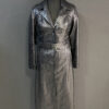Genuine Python Leather Belted Black Exotic Snake Skin Long Overcoat