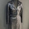Genuine Python Leather Belted Black Exotic Snake Skin Long Overcoat