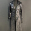 Genuine Python Leather Belted Black Exotic Snake Skin Long Overcoat
