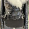 Women's Genuine Python Leather Real Fox Fur Collar Black Exotic Biker Jacket