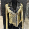 Genuine Python Leather Women's Golden Yellow Black Motorcycle Biker Jacket