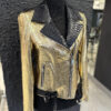Genuine Python Leather Women's Golden Yellow Black Motorcycle Biker Jacket