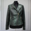 Women's Genuine Python Leather Real Exotic Green Luxury Biker Jacket