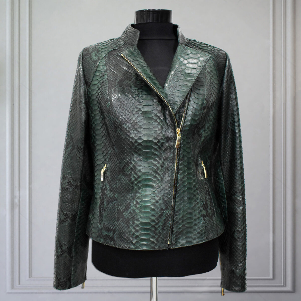 Green Python Biker Jacket