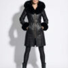 Fox Fur Hooded Shearling Overcoat – Belted Black