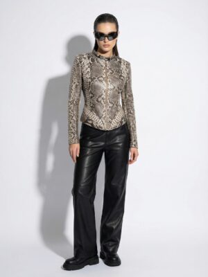 Beige Genuine Natural Python Skin Jacket - Exotic Snake Leather Luxury Coat