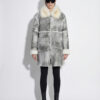 Handmade Shearling Fur Coat with Fox Fur Collar