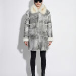 Handmade Shearling Fur Coat with Fox Fur Collar