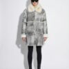 Handmade Genuine Shearling Fur Coat with Fox Fur Collar