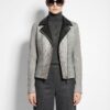 Real Python Skin Trim Genuine Suede Luxury White Biker Jacket