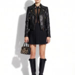 Black Python Biker Jacket with Satin Lining