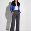 Leather Biker Jacket with Fox Fur Trim
