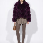Bordeaux Fox Fur Diagonal Layer Jacket