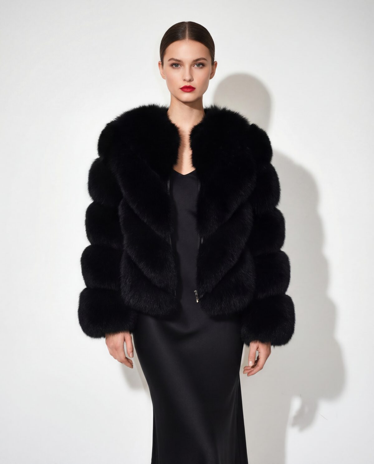 Black Fox Fur Coat: Women's Luxury Handmade Jacket