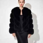 Black Fox Fur Diagonal Layer Jacket