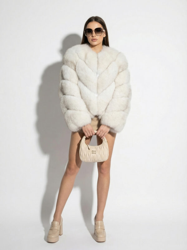 White Fox Fur Coat: Women's Luxury Handmade Jacket