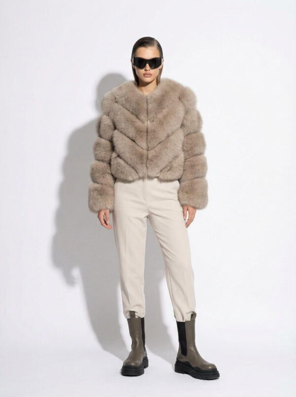 Beige Fox Fur Coat: Women's Luxury Handmade Jacket