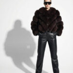 Brown Fox Fur Diagonal Layer Jacket