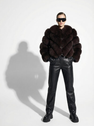 Brown Fox Fur Coat: Women's Luxury Handmade Jacket