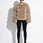 Beige Fox Fur Layer Jacket