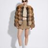 Gold Cross Fox Fur Coat: Women's Luxury Handmade Jacket