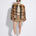 Gold Cross Fox Fur Coat: Women's Luxury Handmade Jacket