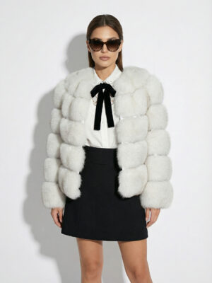 White Fox Fur Coat: Women's Luxury Handmade Jacket