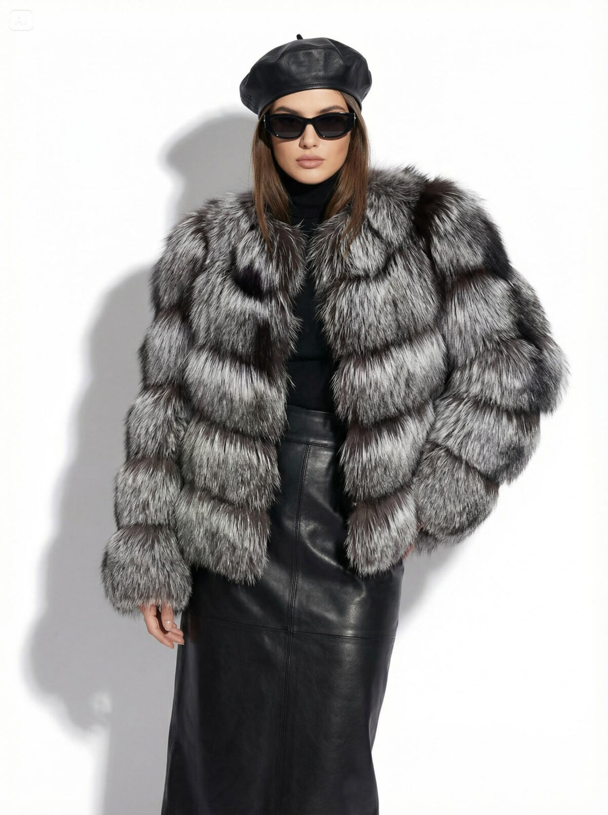 Silver Fox Fur Coat: Women's Luxury Handmade Jacket