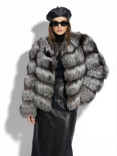 Silver Fox Fur Coat: Women's Luxury Handmade Jacket