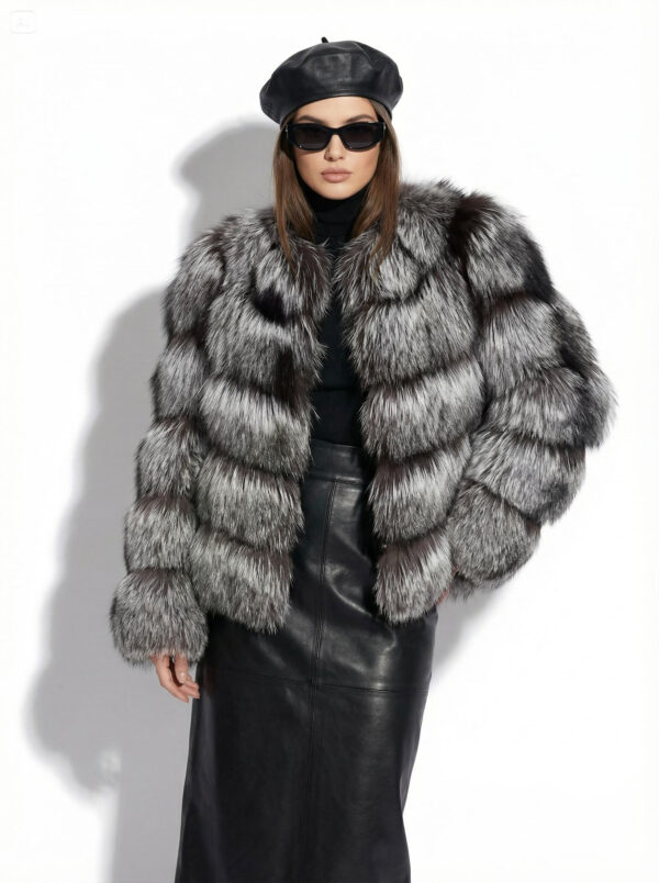 Silver Fox Fur Coat: Women's Luxury Handmade Jacket