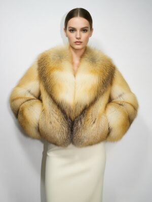 Golden Island Fox Fur Coat: Women's Luxury Handmade Jacket